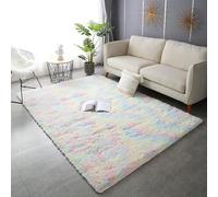 Tapis Salon Tapis Chambre, Moelleux Tapis Antidérapant Tapis pour Chambre Salon, Grand Tapis de Plancher Tapis De Sol Grand pour Couloir, Tapis de Décoration Soft Shaggy Tapis (Arc en Ciel,140*200cm)