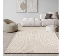 the carpet Knight Tapis de Salon de Luxe à Poils Courts Doux au Toucher, Effet 3D et détails Brillants raffinés dans Une Structure très Profonde, Beige, 120 x 170 cm