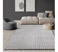 Tapis Salon - The Carpet - Knight - Velours Doux - Effet 3D - Détails Brillants - Gris - 200x290 cm