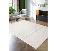 Tapis Salon - THE CARPET - Lima - Effet 3D - Velours Recyclé - Crème - 80x150 cm