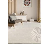 the carpet Rio - Tapis Salon Moderne et Doux avec Un Dos antidérapant et Une Apparence en 3D, Surface Moelleuse, Facile à Entretenir et résistant, crème, 120 x 160 cm