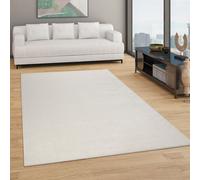 Paco Home Tapis Salon Uni Sobre Et Moderne Poils Ras, Diff. Tailles/Coloris, Dimension:140x200 cm, Couleur:Crème