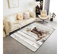 Tapis Salon Western Texas Star Tapis Chambre Rustique Fermeture À Cheval Tapis Sol 100x150 pour Enfants Adolescents Adultes Pays En Bois Tapis de Salon Retro Cowboy Farmhouse pour Chambre Salon