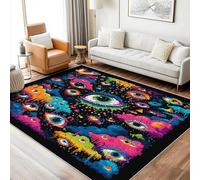 Tapis SalonYeux Lavable 200x300 - Motif Abstrait Psychédélique Bizarre, Grand Tapis Salon Chambre Cuisine Antidérapant Poil Court Doux Decoration Maison Carpet, FD4411