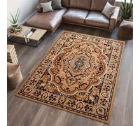 Tapis Séjour Chambre à coucher Tapis à poils courts Design classique Oriental Ornament Médaillon Floral Marron Beige Bordure ÖKOTEX 80 x 150 cm