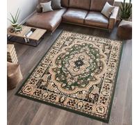 Tapis Séjour Chambre à coucher Tapis à poils courts Design classique Oriental Ornement Fleurs Floral Vert Beige Bordure Médaillon OEKOTEX 250 x 300 cm