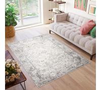 Tapis Séjour Chambre Modernes Design Vintage Blanc Gris Effet usé Chiné 140 x 200 cm