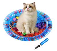 Tapis sensoriel pour chat | Tapis de jeu épais pour chat | Tapis de jeu rond gonflable avec poisson flottant interactif pour animaux de compagnie pour la chasse, le swating, l'ennui