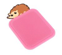 Tapis Sensoriel pour Enfants, Tapis Sensoriel en Silicone avec Mignon Caricot animé Hérisson à Double Face pavé Sensoriel Doux pour L'apprentissage Tactile, 11,5x 17 Cm (PINK #12)