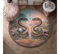 Tapis serpents - Fleurs mystiques de style bohème - Pas de cartes de tarot - Antidérapant - Résistant à la décoloration - Pour buanderie, salle de bain, porte d'entrée - 1,2 x 1,2 m