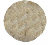 Tapis shaggy Ø100cm rond fait main beige motif uni SG FIN