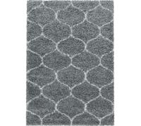 Tapis shaggy Ø200cm rond tissé gris et crème motif scandinave SCANDINAV A