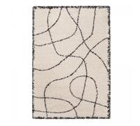Tapis shaggy 80x150 rectangle tissé beige et noir motif berbère CROMA 10