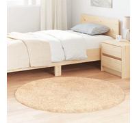 vidaXL Tapis Shaggy à poils longs Rond Beige 120x120 cm Polyester