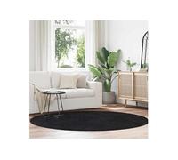 vidaXL Tapis Shaggy à Poils Longs Noir 200x200 cm Polyester, Tapis, Tapis de Chambre, Tapis Moderne, Tapis de Salon, Tapis Moelleux, Tapis Rond