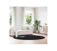 vidaXL Tapis Shaggy à Poils Longs Noir 240x240 cm Polyester, Tapis, Tapis de Chambre, Tapis Moderne, Tapis de Salon, Tapis Moelleux, Tapis Rond