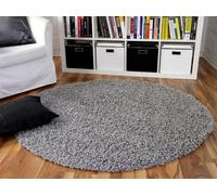 Tapis Shaggy à poils longs rond - Gris - 120 cm - PERGAMON - Aloha