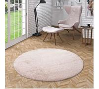 Tapis Shaggy à poils longs rond - PERGAMON - Aloha - Rose - Synthétique - Intérieur