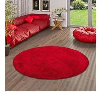Tapis Shaggy à poils longs rond - SNAPSTYLE - Cottage - rouge - 200 cm