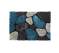 Tapis shaggy à poils longs PIETRA turquoise et gris - 120 x 170cm Bleu turquoise