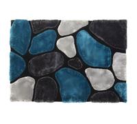 Tapis shaggy à poils longs - turquoise et gris - 160 x 230 cm - PIETRA