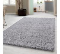 Tapis shaggy avec haute mèches de 3 cm Pour salon salle à mangeret chambreTapis shaggy Coloris uni Certifié selon la norme ÖkoTex 100 « Confiance textile » Plastique gris clair 120 x 170 cm