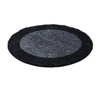Tapis Shaggy - AYYILDIZ - ANTHRACITE GRIS - 160x160 cm - Rond - Intérieur