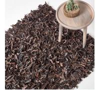 Tapis Shaggy - Dallas - Chocolat - 90 x 150 cm - Cuir - Intérieur