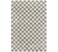 Tapis Shaggy Damier, Tapis rectangulaire d'intérieur pour Le Salon - la Chambre, Doux et Confortable, Facile d'entretien, épaisseur 30 mm, Polypropylène, 160x230 cm, Gris