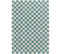 Tapis Shaggy Damier, Tapis rectangulaire d'intérieur pour Le Salon - la Chambre, Doux et Confortable, Facile d'entretien, épaisseur 30 mm, Polypropylène, 160x230 cm, Turquoise