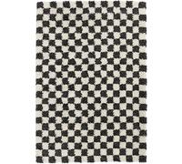 Tapis Shaggy Damier, Tapis rectangulaire d'intérieur pour Le Salon - la Chambre, Doux et Confortable, Facile d'entretien, épaisseur 30 mm, Polypropylène, 160x230 cm, Noir