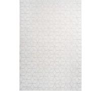 Tapis de séjour GENERIQUE Tapis Shaggy Effet 3D Vivica Blanc & Crème 80 x 150 cm