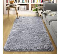 Tapis Shaggy Extra Large Gris clair 195 x 65 cm - Doux au toucher - Poils épais - Facile à nettoyer - Idéal pour salon, chambre à coucher, cuisine
