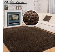 Tapis Shaggy Flokati poil long uni moelleux et doux pour le salon Couleur: Marron Taille: 120 cm Rond