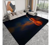 Tapis Shaggy Lavable 80 x 150cm - Moelleux et Antidérapant Caoutchouc Anti-Sable Tapis, Culture Musicale Violoncelle pour Salon Couloir Salle D'étude Décorations Intérieures