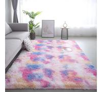 Tapis Shaggy Long Poil Tie-Dye Tapis Chambre Shaggy Tapi Moelleux Moelleux Et Lavable Tapi Moderne pour Chambre avec Antidérapant pour Couloir, Descente De Lit(Red Color,40x60cm/16x24in)