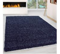 Tapis Shaggy - NAZAR RUGS - OTTAWA - Bleu marine - 140x200 cm - Poils longs