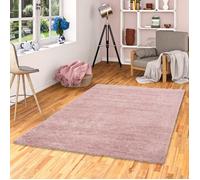 Tapis Shaggy - PERGAMON - Aloha - Mélange Vieux Rose - 200x200 cm - Poils longs et doux
