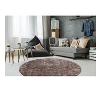 Tapis de séjour GENERIQUE Tapis Shaggy Rond Fait Main Diamond Taupe 120 cm