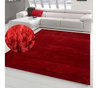 Tapis Shaggy Salon de Tapis Moquette Flokati en Rouge, 140 x 200 cm