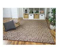 Tapis Shaggy - SNAPSTYLE - Frieda - Rond - 160x160 cm - Marron - Découpage des contours