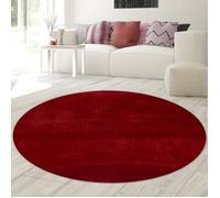 Tapis Shaggy - TEPPICH-TRAUM - Rouge - 120 cm Rond - Polyester - Moquette
