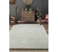 The Carpet Tapis de designer élégant en velours pour salon, moelleux et facile à entretenir, tapis à poils hauts en losange crème 200 x 290 cm