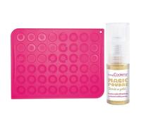Tapis silicone pour macarons + 1 poudre alimentaire irisée dorée Scrapcooking