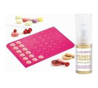 Tapis silicone pour macarons + 1 poudre alimentaire irisée dorée Scrapcooking