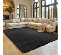 SIMPEX Tapis Noir 120x160 cm Tapis à Poils Courts Lavable, Doucement Antidérapant et Design Monochrome Moderne pour Salon, Chambre, Cuisine et Chambre d'enfant