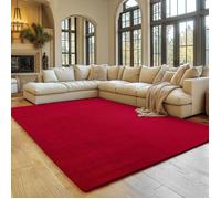 SIMPEX Tapis Rouge 120x160 cm Tapis à Poils Courts Lavable, Doucement Antidérapant et Design Monochrome Moderne pour Salon, Chambre, Cuisine et Chambre d'enfant