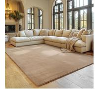 SIMPEX Tapis Beige 140x200 cm Tapis à Poils Courts Lavable, Antidérapant et Doux, Design Monochrome Moderne pour Salon, Chambre, Cuisine et Chambre d'enfant