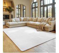 SIMPEX Tapis Blanc 160x220 cm Tapis à Poils Courts Lavable, Doucement Antidérapant et Design Monochrome Moderne pour Salon, Chambre, Cuisine et Chambre d'enfant