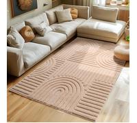 SIMPEX Tapis à Poils Longs pour Salon, Tapis de Cuisine, Tapis de Chambre à Coucher, Tapis Style scandinave et bohème avec Design 3D, Doux et Moelleux.Taille: 200 x 290 cm, Rose